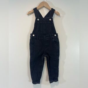 Old Navy unisex toddler black denim snap overalls 2T